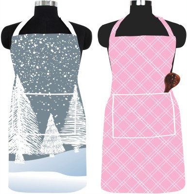 Furnspace PVC Chef's Apron - Free Size(Grey, Silver, Pink, Pack of 2)