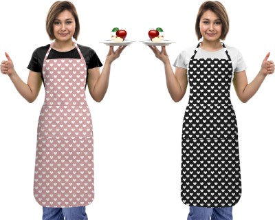 OASIS Cotton Home Use Apron - Free Size(Black, Pink, Pack of 2)