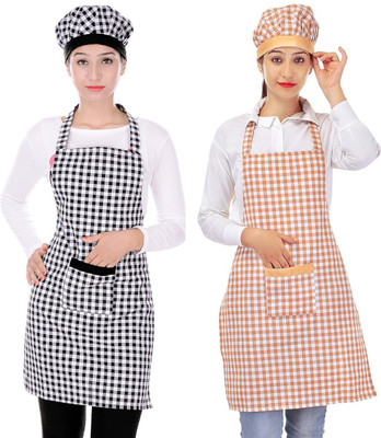 SWITCHON Cotton Home Use Apron - Free Size(Multicolor, Pack of 2)