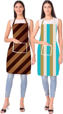 XENABO Polyester Home Use Apron - XL(Brown, Beige, Pack of 2)