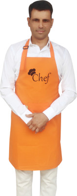 SWITCHON Polyester Chef's Apron - Free Size(Orange, Single Piece)