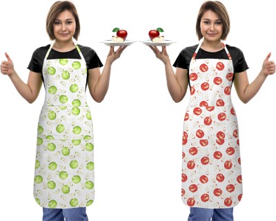OASIS Cotton Home Use Apron - Free Size(Green, Red, Pack of 2)
