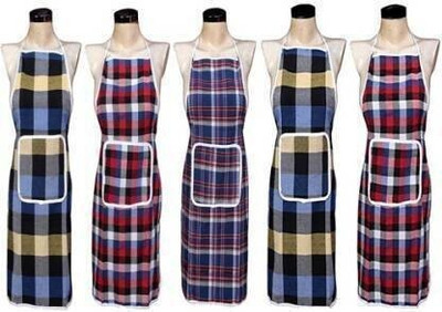 Anadya Cotton Home Use Apron - Free Size(Multicolor, Pack of 5)