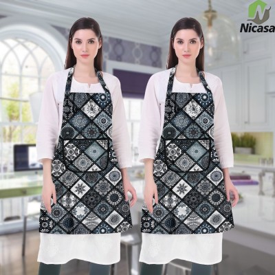 NICASA Cotton Chef's Apron - Free Size(Black, Pack of 2)