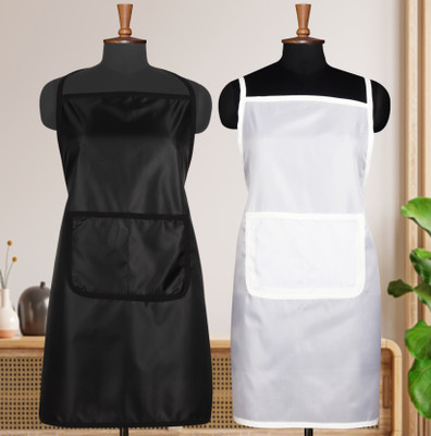 AIRWILL Polyester Home Use Apron - Free Size(Black, White, Pack of 2)