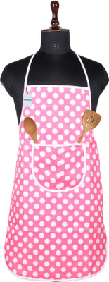 HOMESTIC Polyester Home Use Apron - Free Size(Pink, Single Piece)