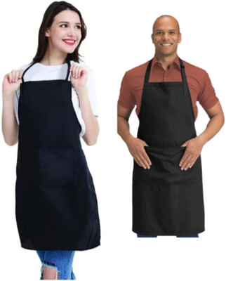 RAQTRO PVC Home Use Apron - Medium(Black, Pack of 2)
