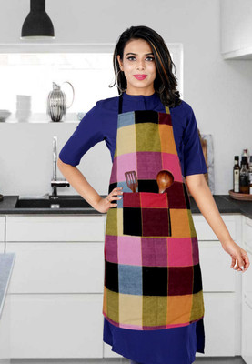 KANUSHI Cotton Chef's Apron - Free Size(Multicolor, Single Piece)
