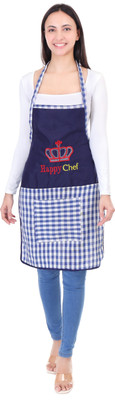 ANSHIKA ENTERPRISES Cotton Home Use Apron - Free Size(Blue, White, Single Piece)