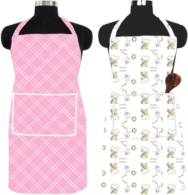 systumm PVC Chef's Apron - Free Size(Pink, Beige, Multicolor, Pack of 2)