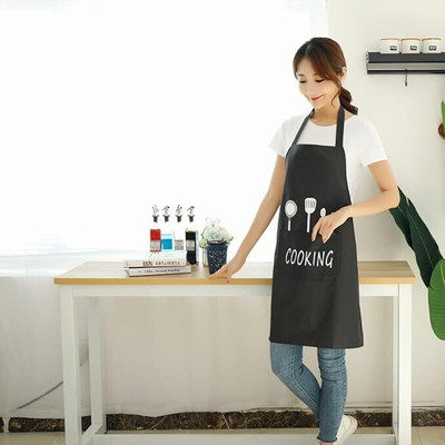 ABlue Clipper Polyester Chef's Apron - Free Size(Black, Single Piece)
