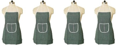 Fabfurn Cotton Home Use Apron - Free Size(Light Green, Pack of 4)