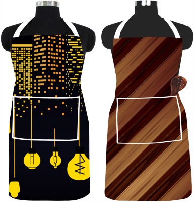 XIVIL PVC Chef's Apron - Free Size(Black, Yellow, Brown, Gold, Pack of 2)
