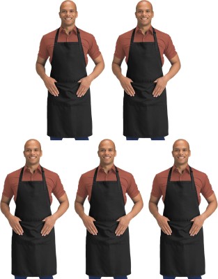 Blackpoll Polyester Home Use Apron - Free Size(Black, Pack of 5)