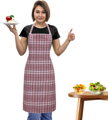 OASIS Cotton Home Use Apron - Free Size(Maroon, Single Piece)