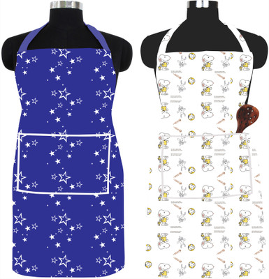 SPIRITED PVC Chef's Apron - Free Size(Dark Blue, Beige, Multicolor, Pack of 2)
