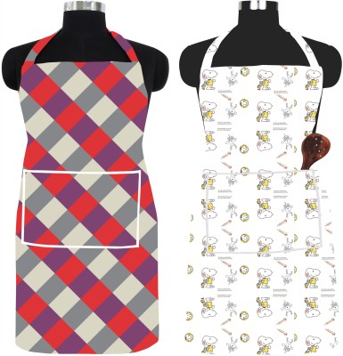 SPIRITED PVC Chef's Apron - Free Size(Red, Grey, Beige, Multicolor, Pack of 2)