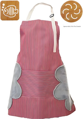 SAMYAL Polyester Home Use Apron - Free Size(Red, Single Piece)