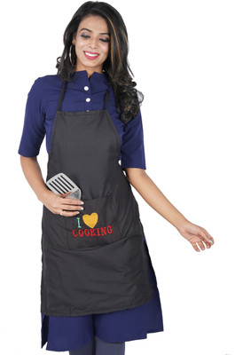 Kanushi Industries Cotton Home Use Apron - Free Size(Black, Single Piece)