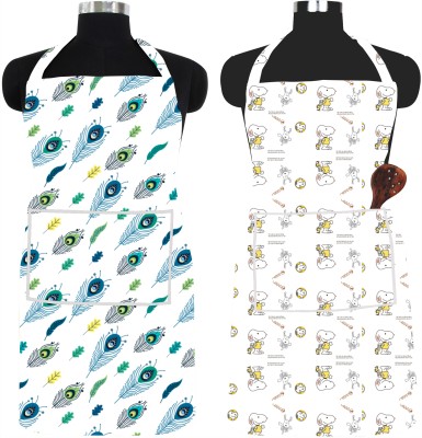 Furnspace PVC Chef's Apron - Free Size(Grey, Dark Green, Beige, Multicolor, Pack of 2)