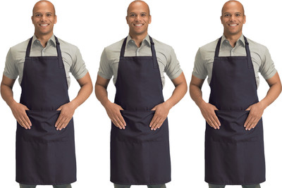 Blackpoll Polyester Home Use Apron - Free Size(Grey, Pack of 3)