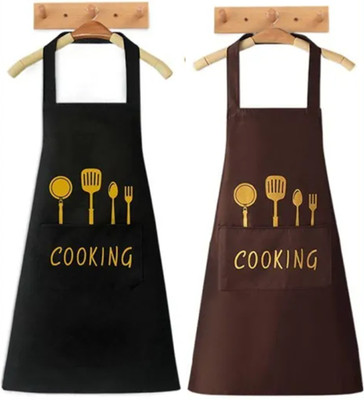 ABlue Clipper PVC Chef's Apron - Free Size(Black, Brown, Pack of 2)