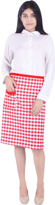 SWITCHON Cotton Home Use Apron - Free Size(Red, White, Single Piece)
