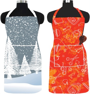 Home Centre PVC Chef's Apron - Free Size(Grey, Silver, Orange, Beige, Pack of 2)