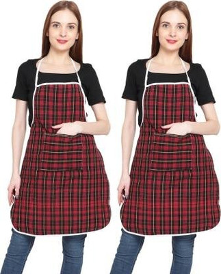 KANUSHI Cotton Home Use Apron - Free Size(Multicolor, Pack of 2)