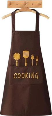 ABlue Clipper Polyester Chef's Apron - Free Size(Brown, Single Piece)