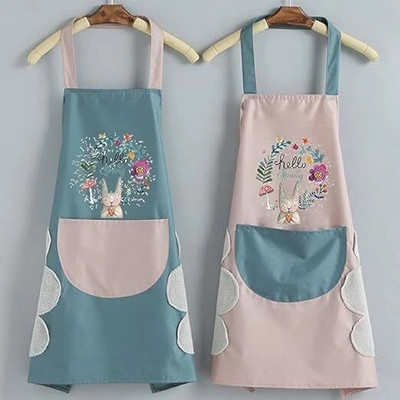 ONIQUID Polyester Home Use Apron - Free Size(Blue, Pink, Single Piece)