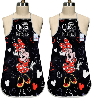 Heart Home Polyester Home Use Apron - Free Size(Black, Pack of 2)