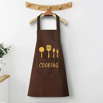 Wishbone Polyester Chef's Apron - Free Size(Brown, Single Piece)