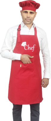 Tolexo Polyester Chef's Apron - Free Size(Red, Single Piece)