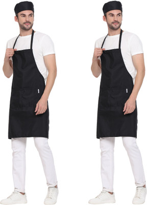 Uniformer Cotton Chef's Apron - Free Size(Black, Pack of 2)