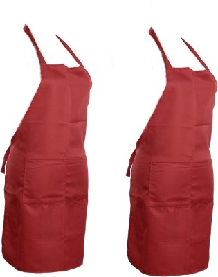 UrbanArts Polyester Home Use Apron - Free Size(Red, Pack of 3)