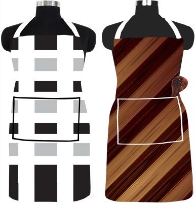 Furnspace PVC Chef's Apron - Free Size(Black, Grey, Brown, Gold, Pack of 2)