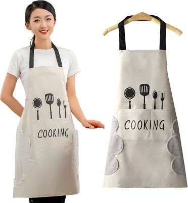 Kraptick Polyester Chef's Apron - Medium(White, Single Piece)