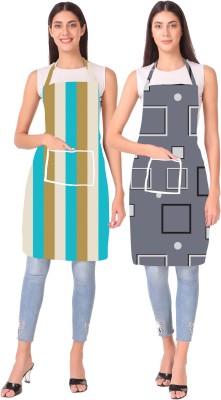 TRESCHIK Polyester Home Use Apron - XL(Beige, Grey, Pack of 2)