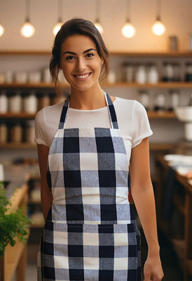 OASIS Cotton Home Use Apron - Free Size(Blue, Single Piece)
