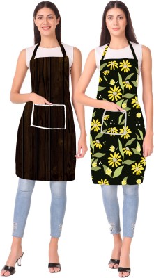 TRESCHIK Polyester Home Use Apron - XL(Brown, Black, Pack of 2)