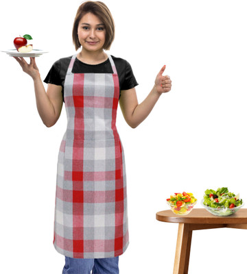 OASIS Cotton Home Use Apron - Free Size(Red, Single Piece)