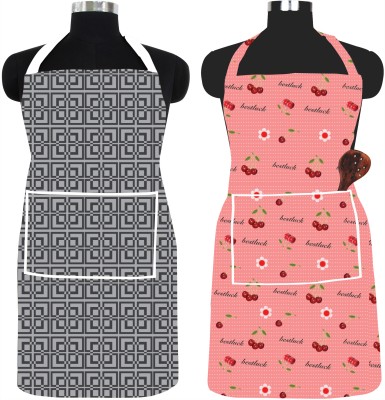 XIVIL PVC Chef's Apron - Free Size(Grey, White, Red, Pack of 2)