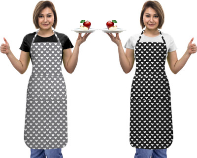 OASIS Cotton Home Use Apron - Free Size(Black, Grey, Pack of 2)