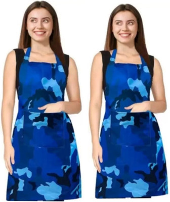 RAQTRO Polyester Home Use Apron - Medium(Multicolor, Pack of 2)