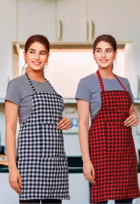 Dratini Cotton Home Use Apron - Free Size(Multicolor, Pack of 2)