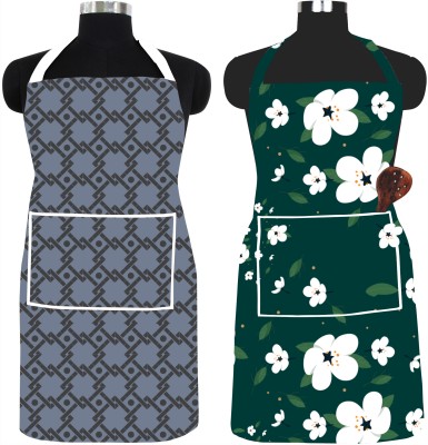 SPIRITED PVC Chef's Apron - Free Size(Grey, Dark Green, Pack of 2)