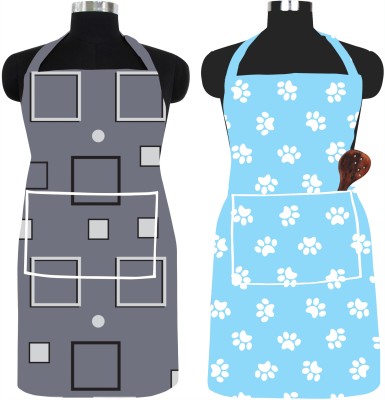 XENABO PVC Chef's Apron - Free Size(Grey, Black, Light Blue, White, Pack of 2)