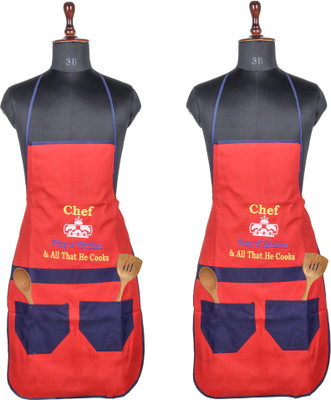 KUBER INDUSTRIES Polyester Home Use Apron - Free Size(Red, Pack of 2)