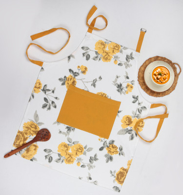 AIRWILL Cotton Home Use Apron - Free Size(Yellow, Single Piece)